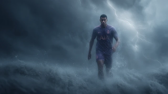 Achraf Hakimi Walking on Water Dramatic Football Photo