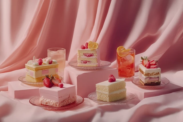 Delicious Sweets and Drinks on a Pink Table