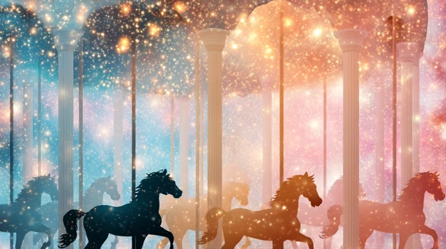 Dreamy Carousel Horses Galaxy Art