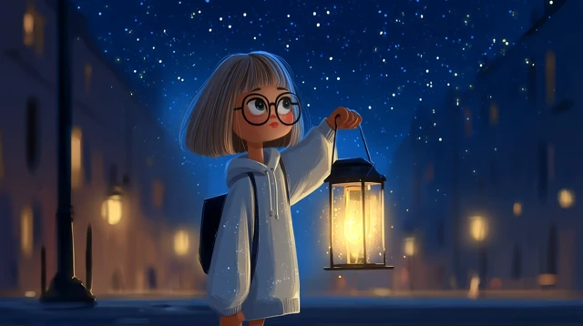 Girl with Lantern Illustration
