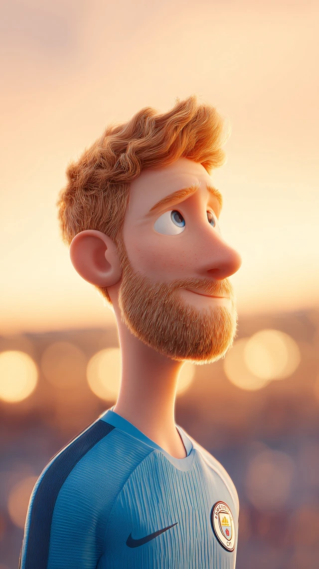Kevin De Bruyne Cartoon Manchester City Sunset