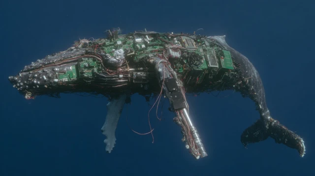 Cybernetic Whale Underwater Sci Fi Photography