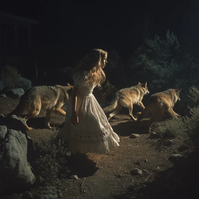 Girl Attacked by Wolves at Night