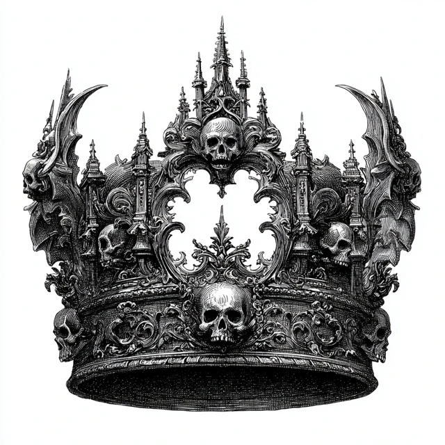 Gothic Crown Tattoo Illustration Dark Baroque Design