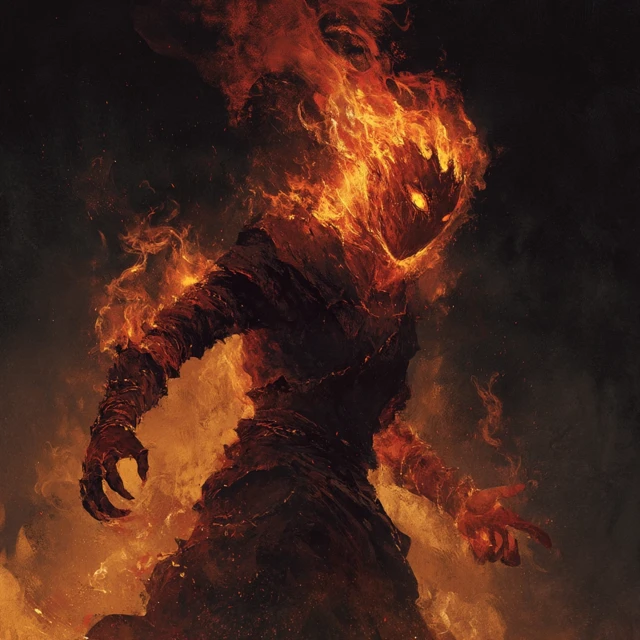 Fiery Humanoid Burning Ember Art