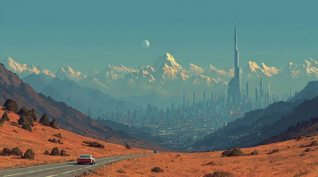 Futuristic Cityscape 2050: Panoramic Skyline