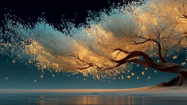 Glowing Tree in Space Illustration