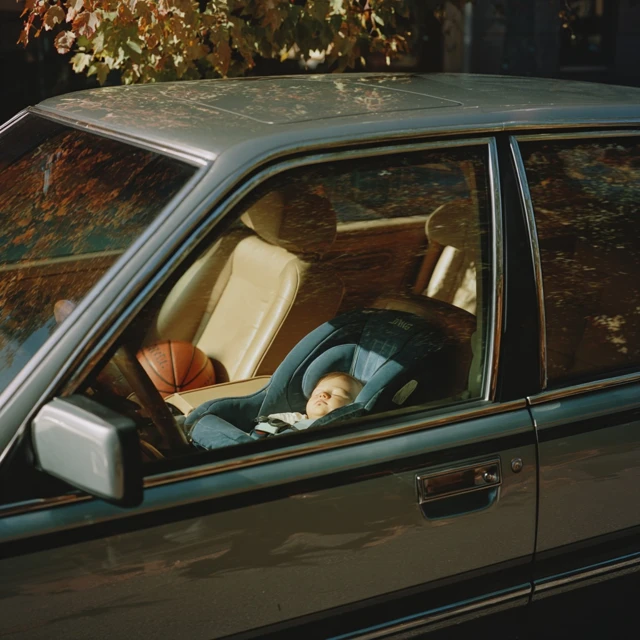 Baby Sleeping in Car Realistic Daytime Photo