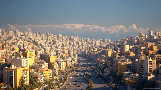 Lebanese City Pixar Style Aerial View