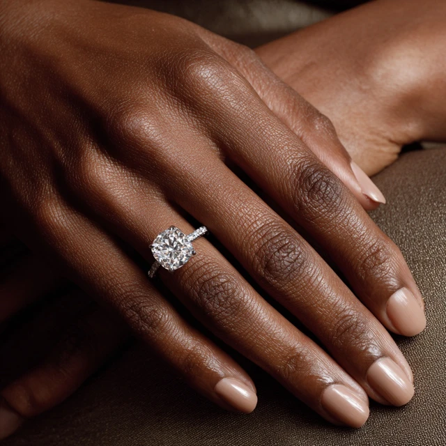 Diamond Ring Black Hand Engagement Portrait