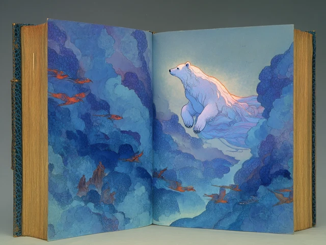Blue Book with Bear Illustration Art