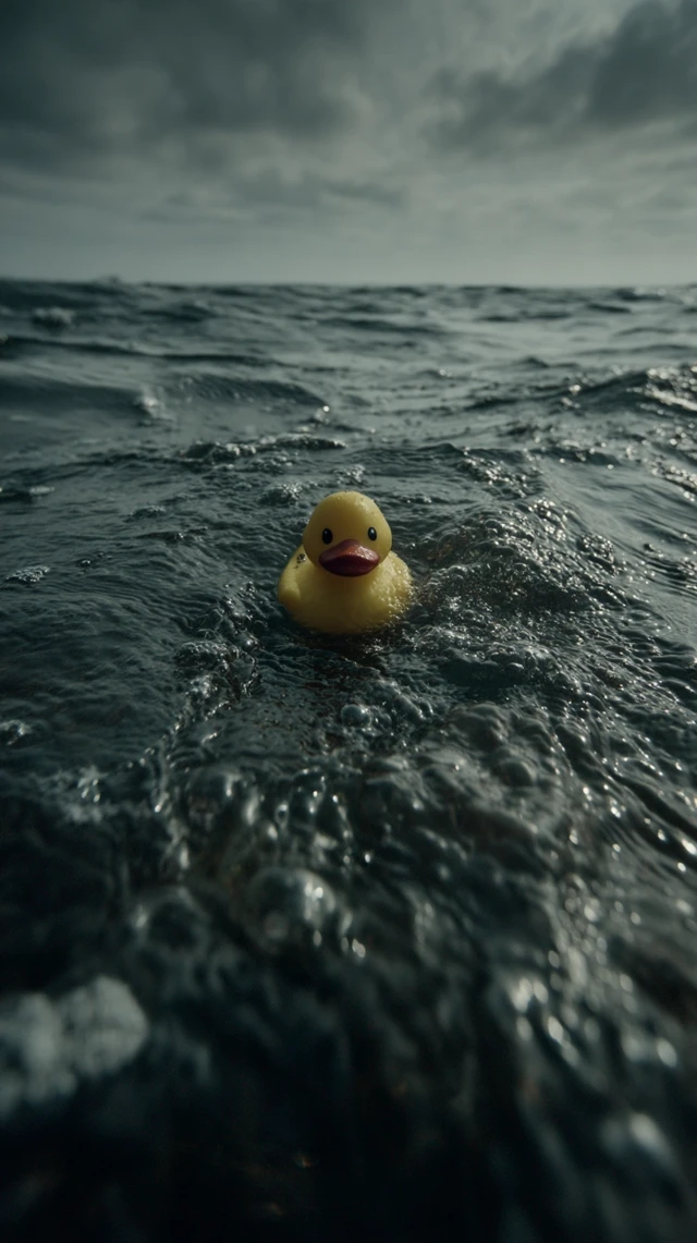 Rubber Duck in Ocean: Advertising Photo