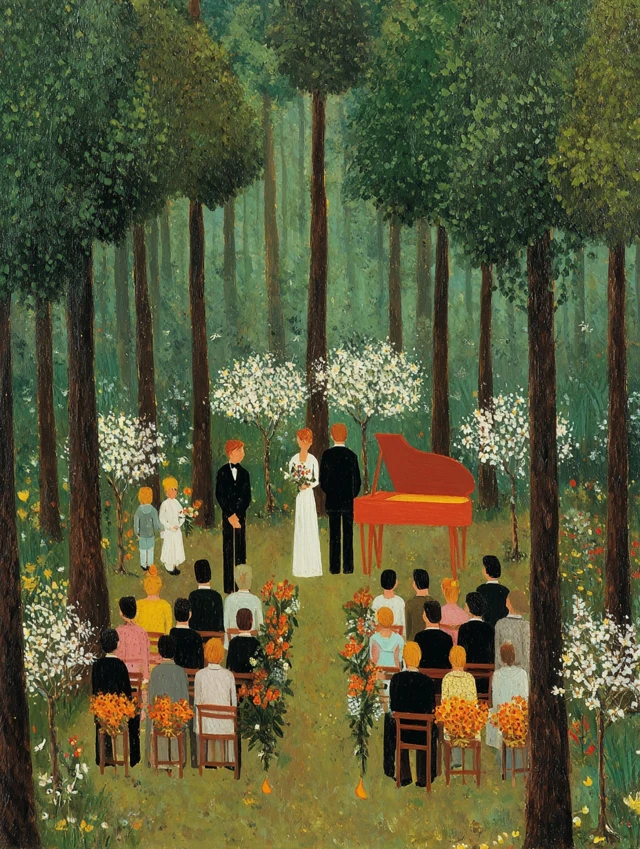 Wedding Ceremony Painting in the Woods