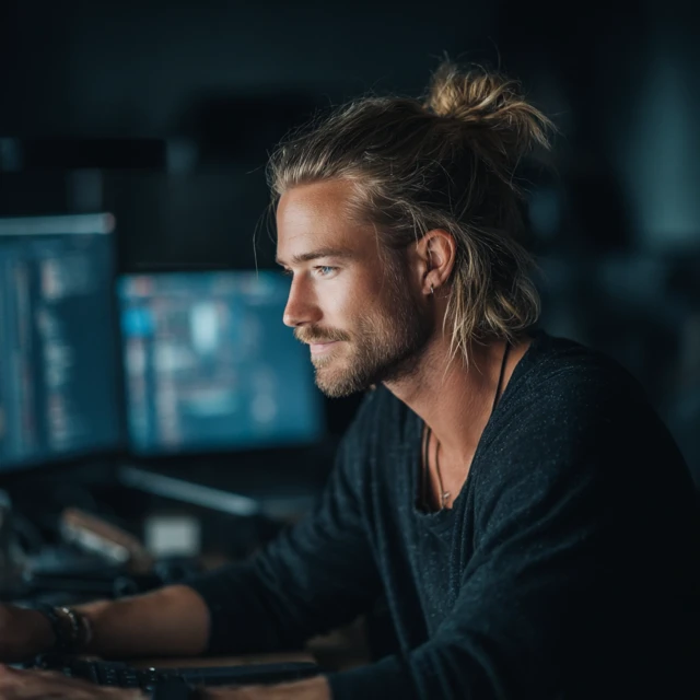 Handsome Hacker Blond Haired Man