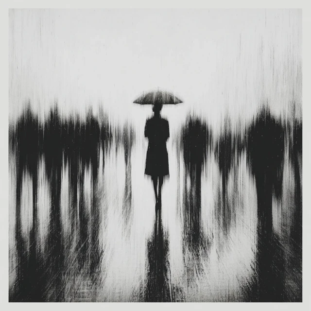 Woman with Umbrella in a Blur