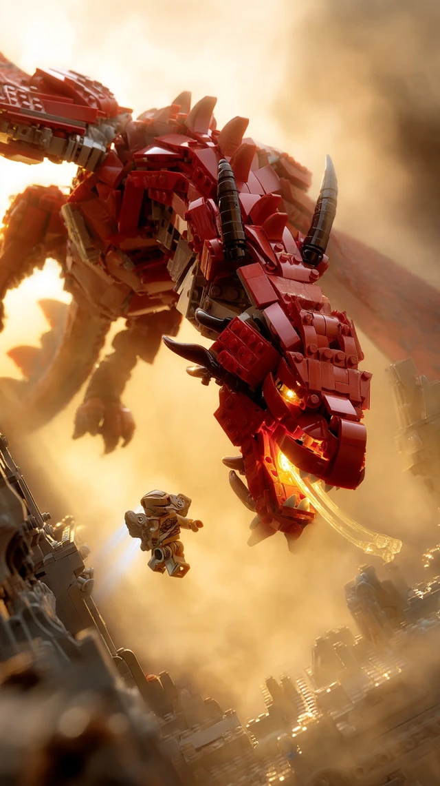 Dragon Mech Battle Epic Mid Air Confrontation