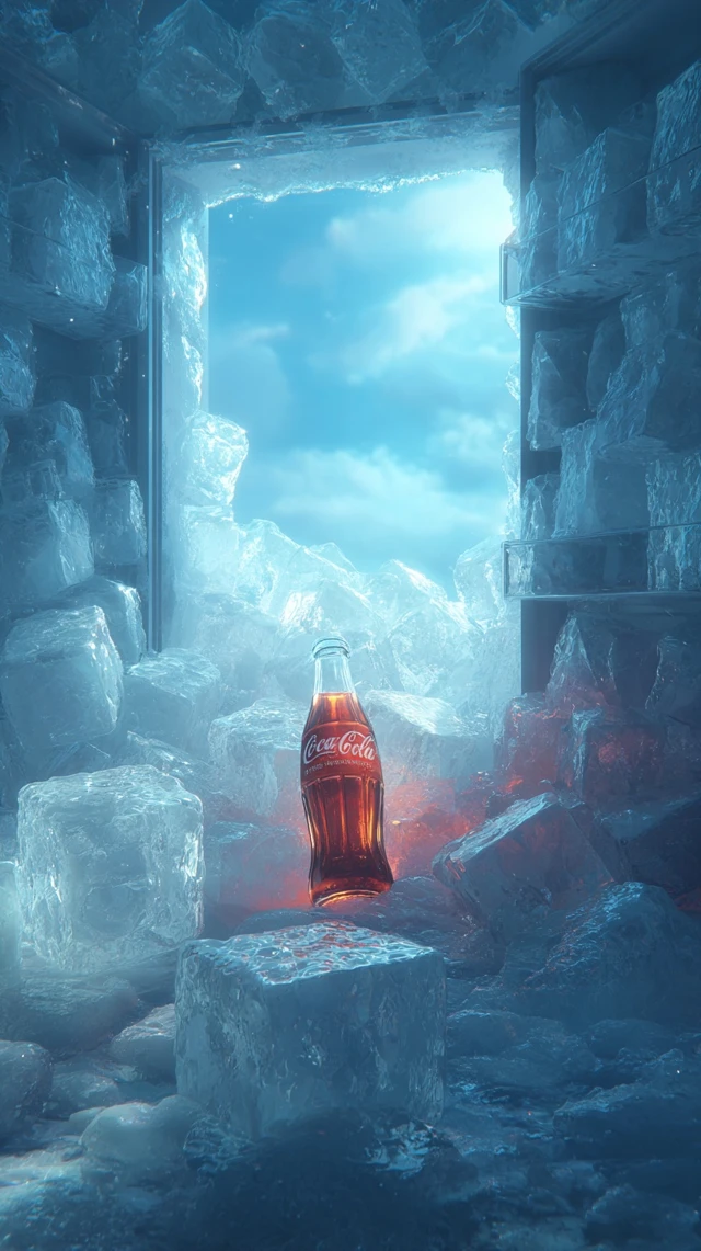 Ice Cold Soda Bottle in a Freezer Graphic Design