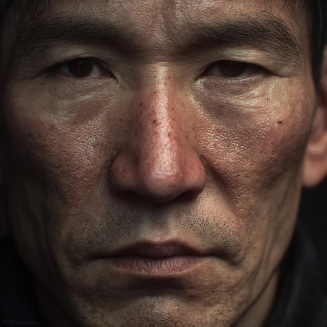Realistic Portrait of a Mad Chinese Man