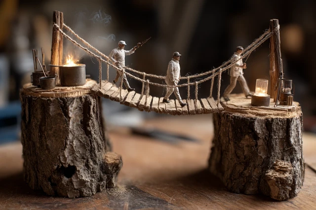 Wooden Bridge over Stone Fantasy Art