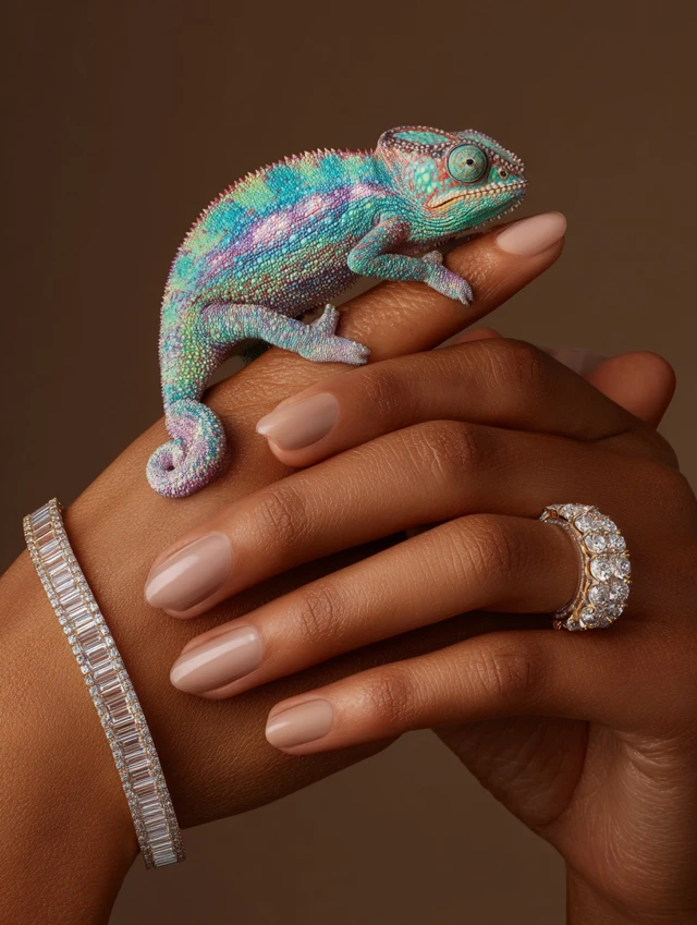 Luxury Jewelry Hand with Chameleon Studio Photography