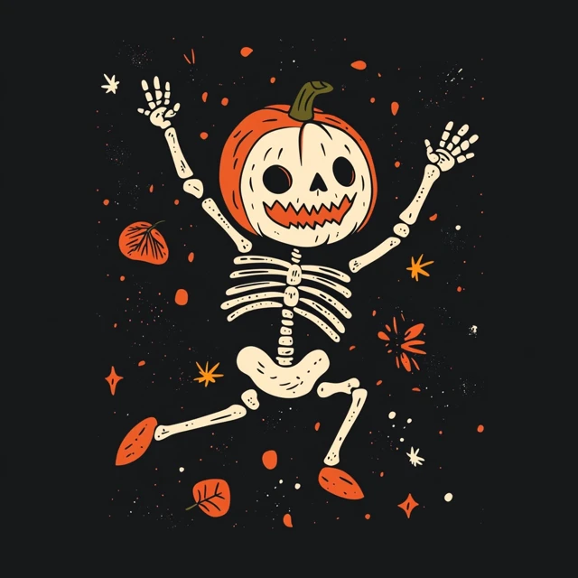 Halloween Dancing Skeleton with JackOLantern Head
