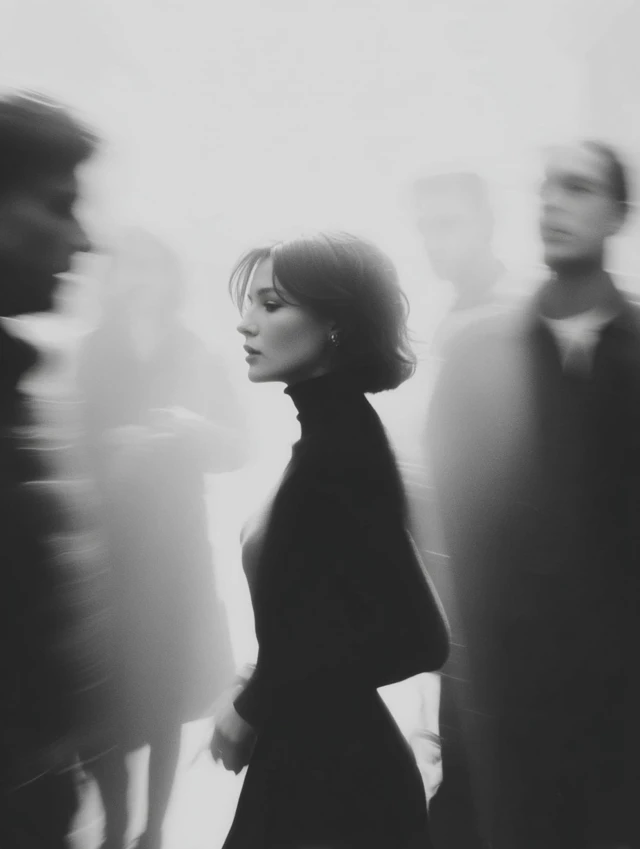 Elegant Woman in Motion Black and White Street Photo
