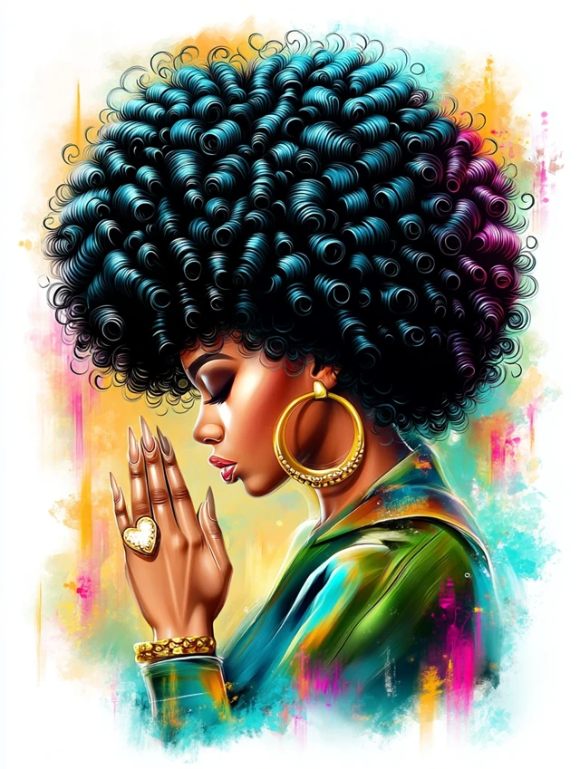 African American Woman Watercolor Illustration