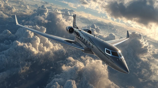 Gulfstream G650ER Business Jet Flying Through Clouds