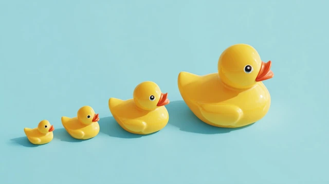 Rubber Duck Family Minimalist 3D Illustration