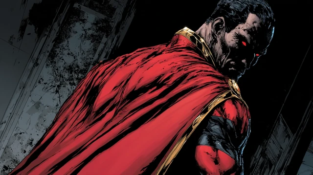 Superhero Portrait Dark Cape and Angry Gaze