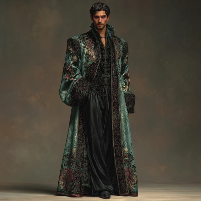 Elegant Man in Ornate Attire Hyperrealistic