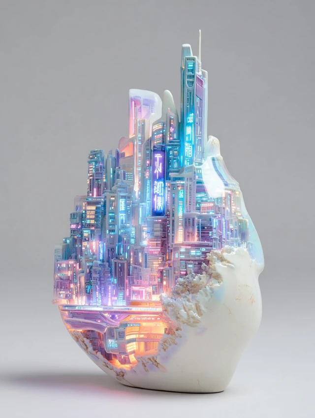 Ceramic Retro Future Cityscape Masterpiece