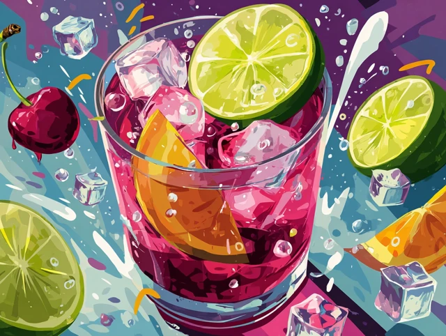 Cosmopolitan Cocktail Cartoon Illustration