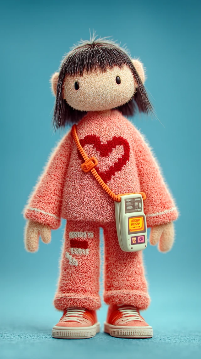 Pixar Y2K Girl in Fleece: Adorable 3D Render