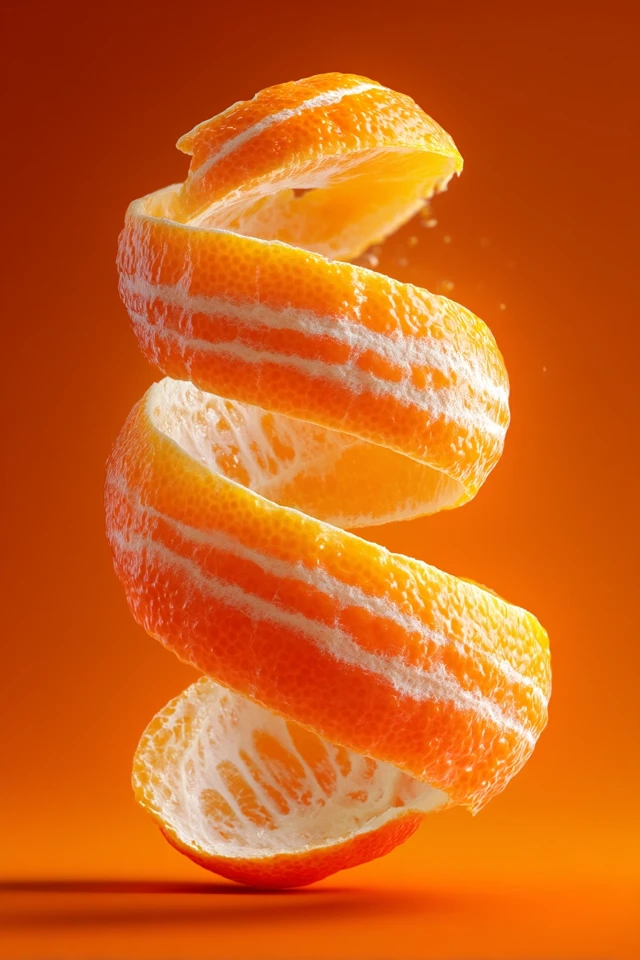 Mandarin Orange Spiral: Juicy Fruit Photography