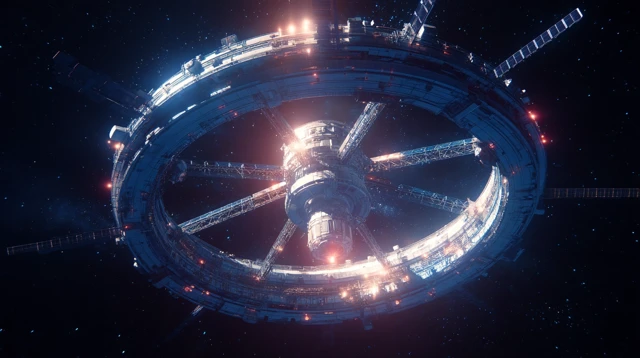 Space Station in Deep Space Sci Fi Aesthetic