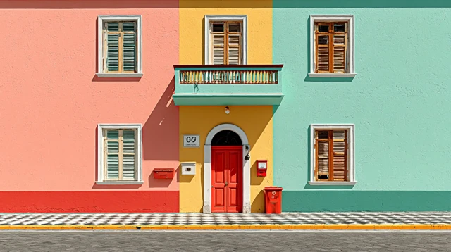 Pastel Building Facade Simple Architecture