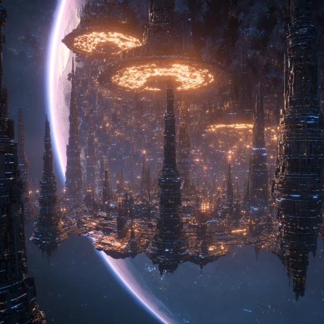 Futuristic Planet with Advanced Technology