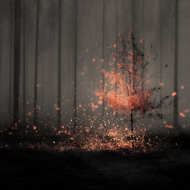 Forest with a Burning Tree