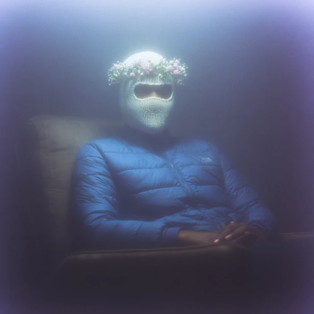 Dreamy Portrait Man Flowers Blue Aesthetic