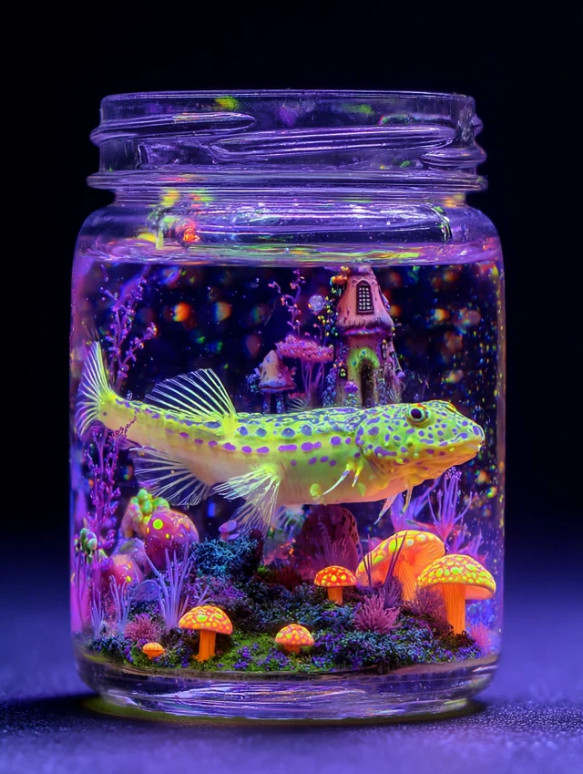 Fluorescent Fantasy Mudskipper Under Blacklight