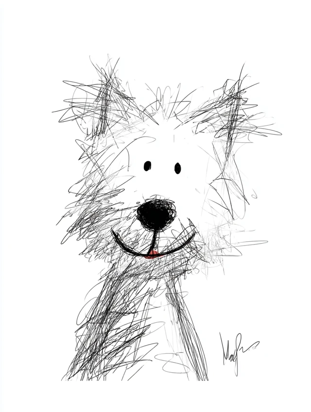 Cute Scribble Westie Dog Illustration