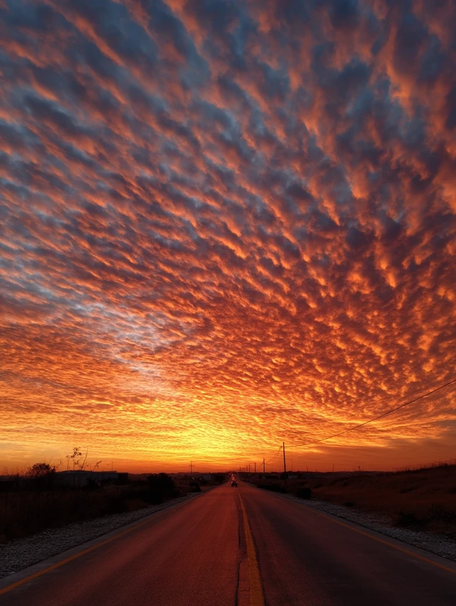 Roadside Sunset Orange Sky