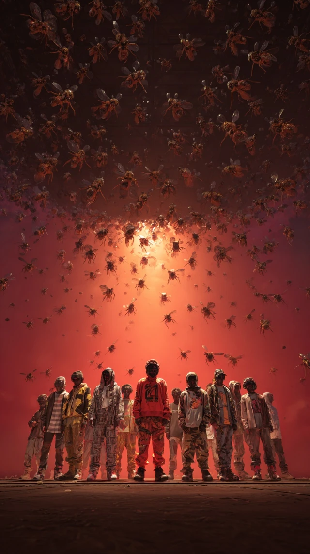 Hip Hop Group with Robotic Bees Art