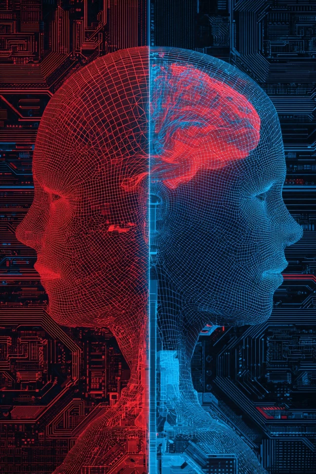 Cyberpunk AI Head Futuristic Design
