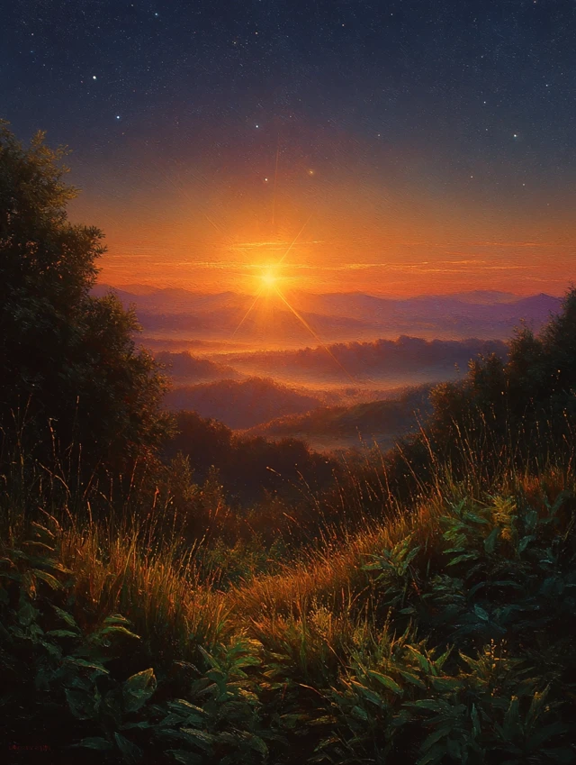 Sunrise Impressionist Oil Painting Landscape