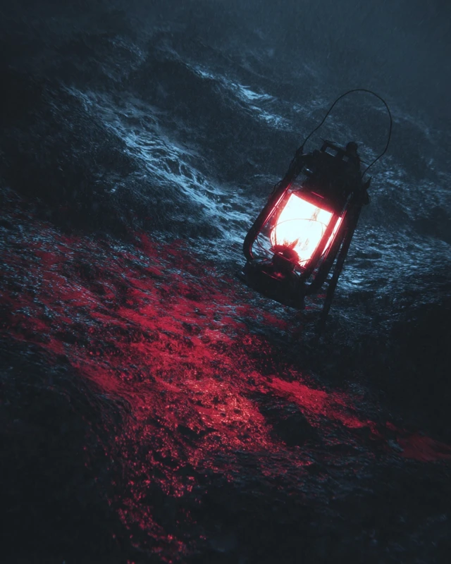 Lantern in the Darkness Moody Atmospheric Scene