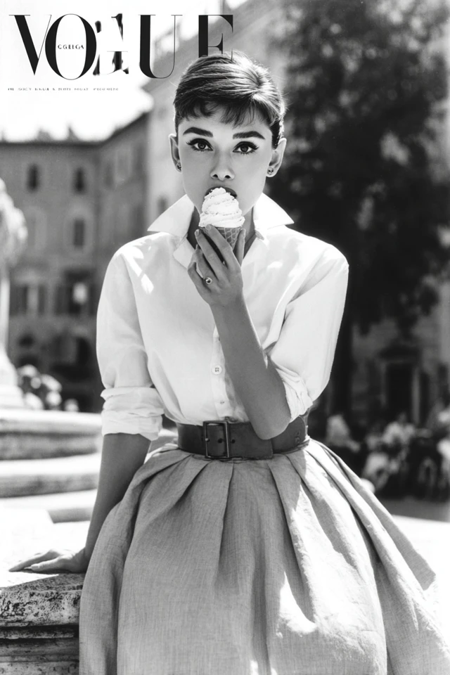 Audrey Hepburn Vogue Cover Gelato in Rome