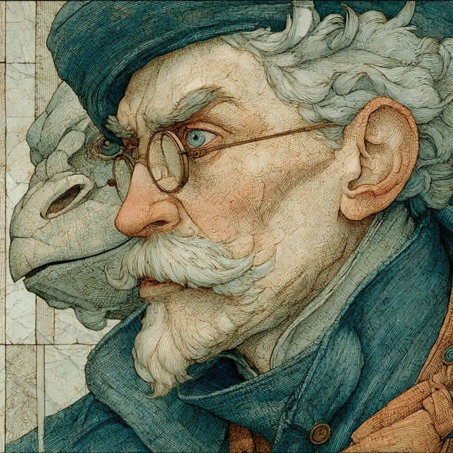 Nietzsche and Dragon Art - Whimsical and Dark Illustration