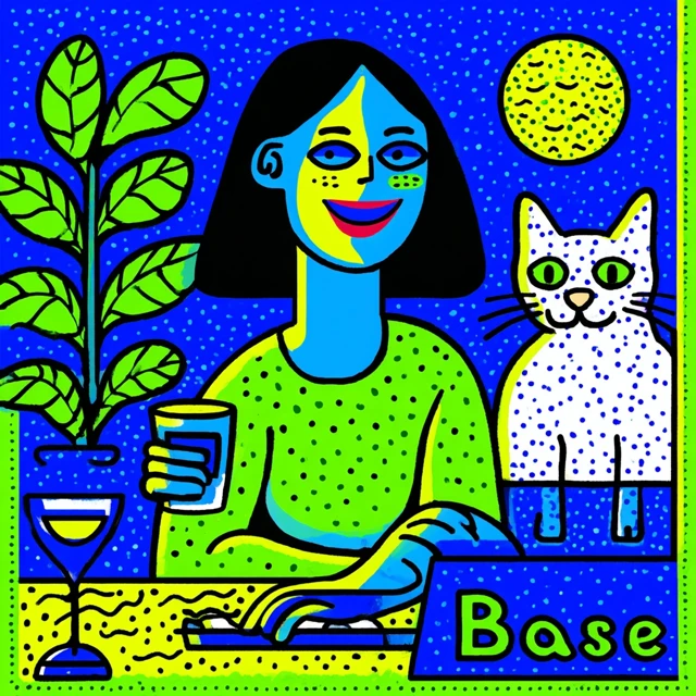 Base Word Network Logo Happy Woman Cat PC